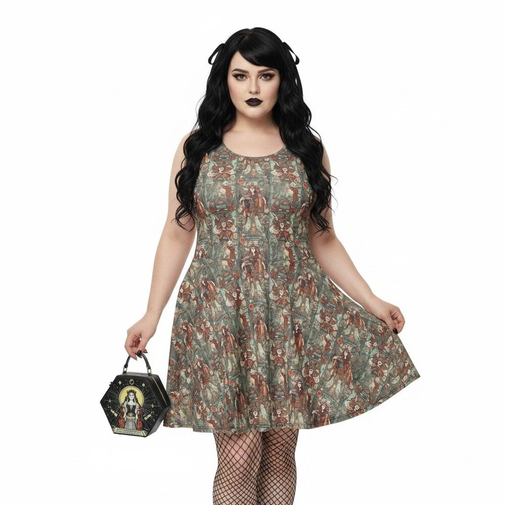 Plus Size Tarot Goddess Goth Skater Dress